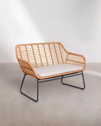 Location Salon de Jardin 4 Places en Rotin Beige | Style Bohème Chic