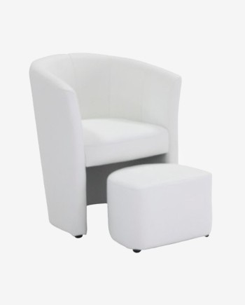 Location Fauteuil CONFORT Blanc avec Pouf – Élégance et Finitions Soignées