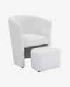 Location Fauteuil CONFORT Blanc avec Pouf – Élégance et Finitions Soignées