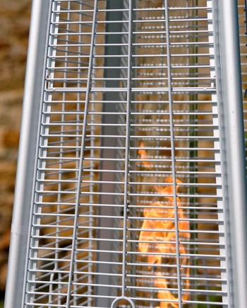 Parasol chauffant pyramide 13 kW gris – Location chauffage extérieur événement